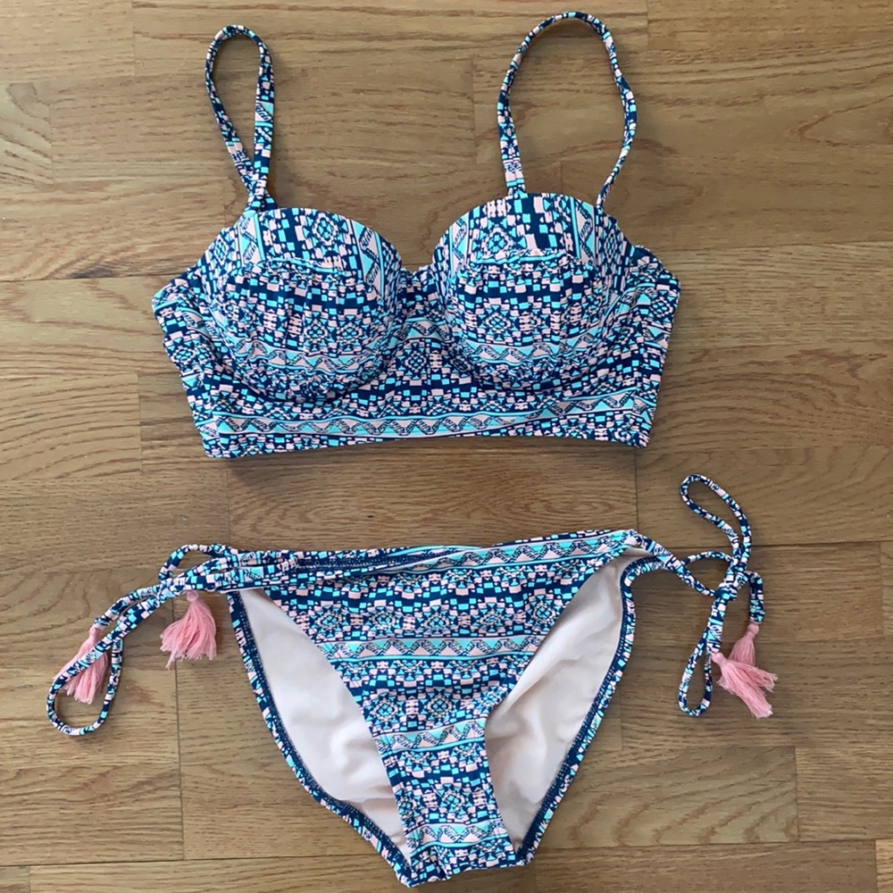 Cute Navy/Pink/Teal Bathing Suit